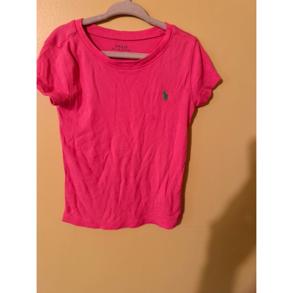 Polo Ralph Lauren Kids Pink Short Sleeve T-Shirt Green Pony Size 5 115